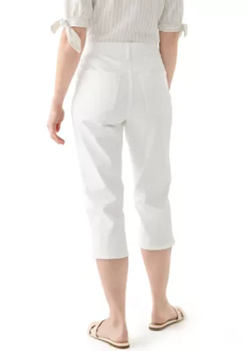 Women's White Denim Capri Pants
