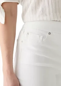 Women's White Knit Denim Capri Pants