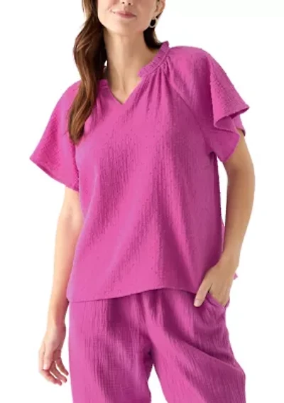 Women's Flutter Sleeve Gauze Top