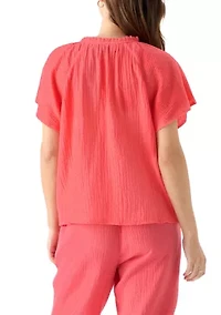 Women's Flutter Sleeve Gauze Top