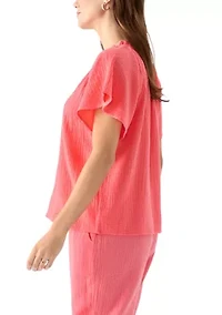Women's Flutter Sleeve Gauze Top