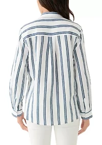 Women's Long Sleeve Gauze Striped Shirt