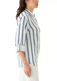 Women's Long Sleeve Gauze Striped Shirt
