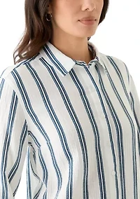Women's Long Sleeve Gauze Striped Shirt