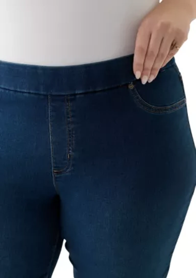 Plus Knit Denim Capri Pants