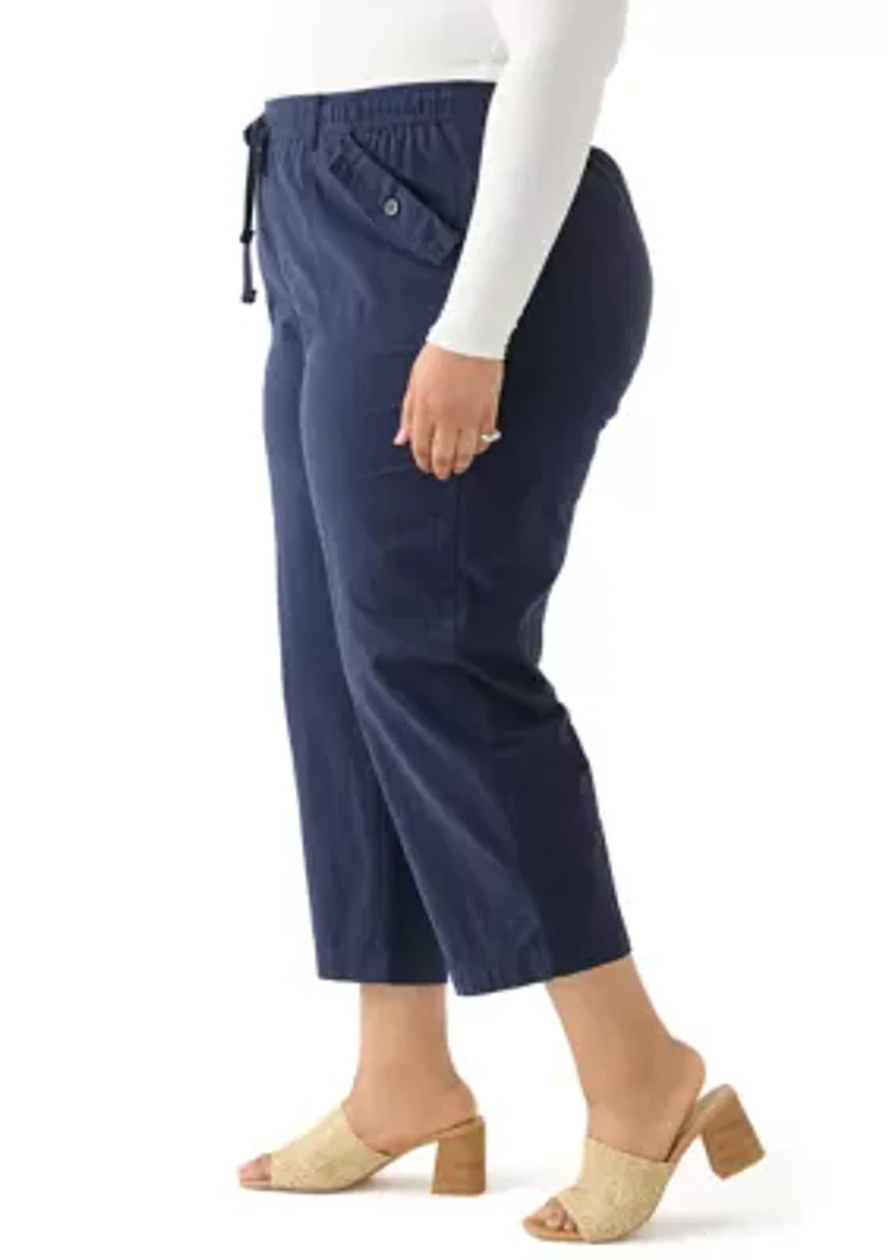 Plus Sheeting Capri Pants