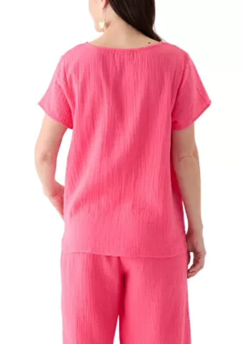 Women's Short Sleeve Gauze Top