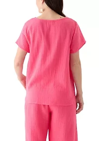 Women's Short Sleeve Gauze Top