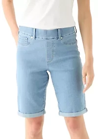 Petite Pull On Denim Bermuda Shorts