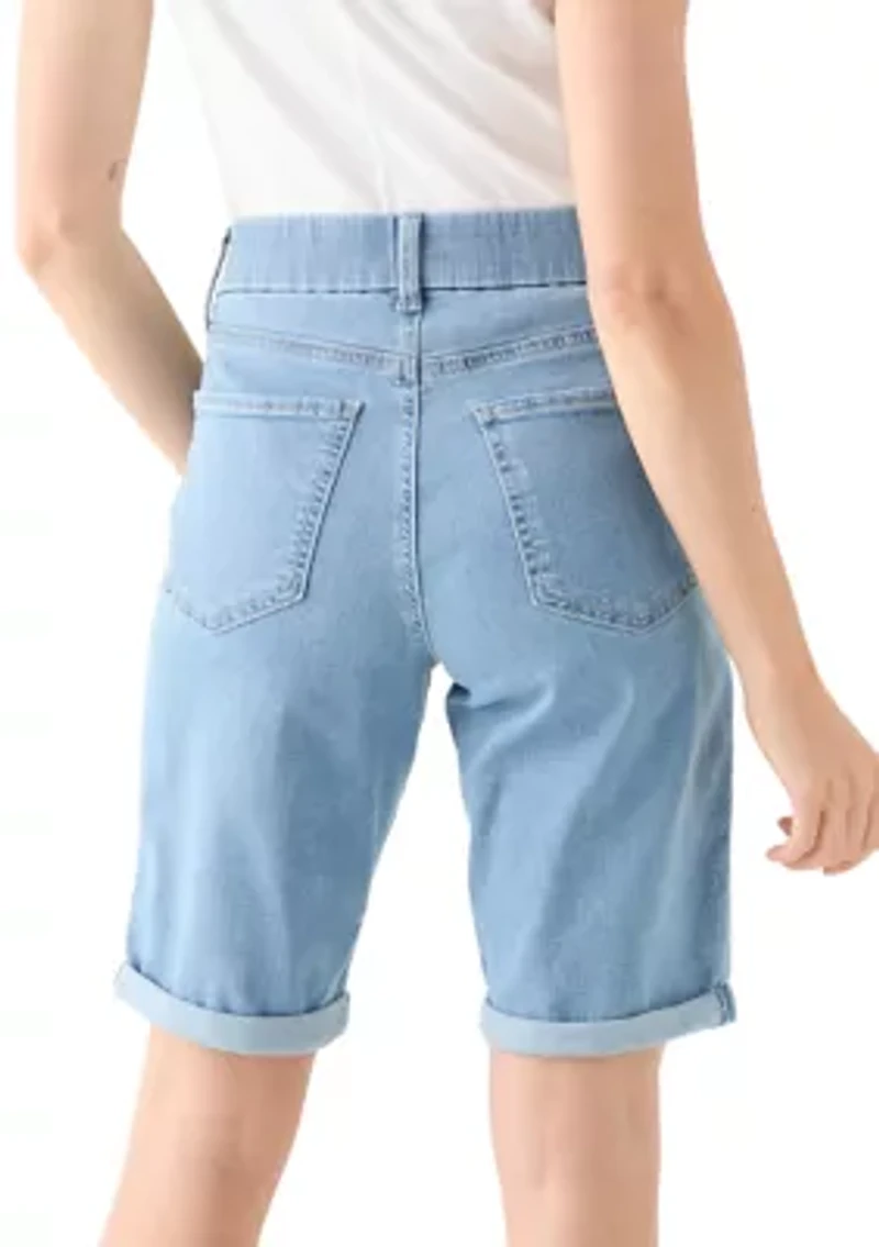 Petite Pull On Denim Bermuda Shorts