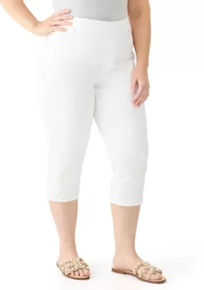 Plus Knit Denim Capri Pants