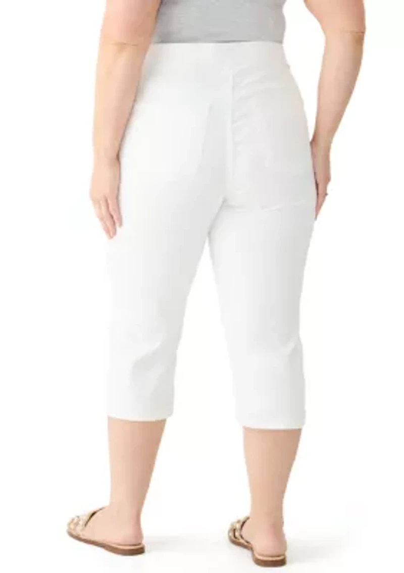 Plus Knit Denim Capri Pants