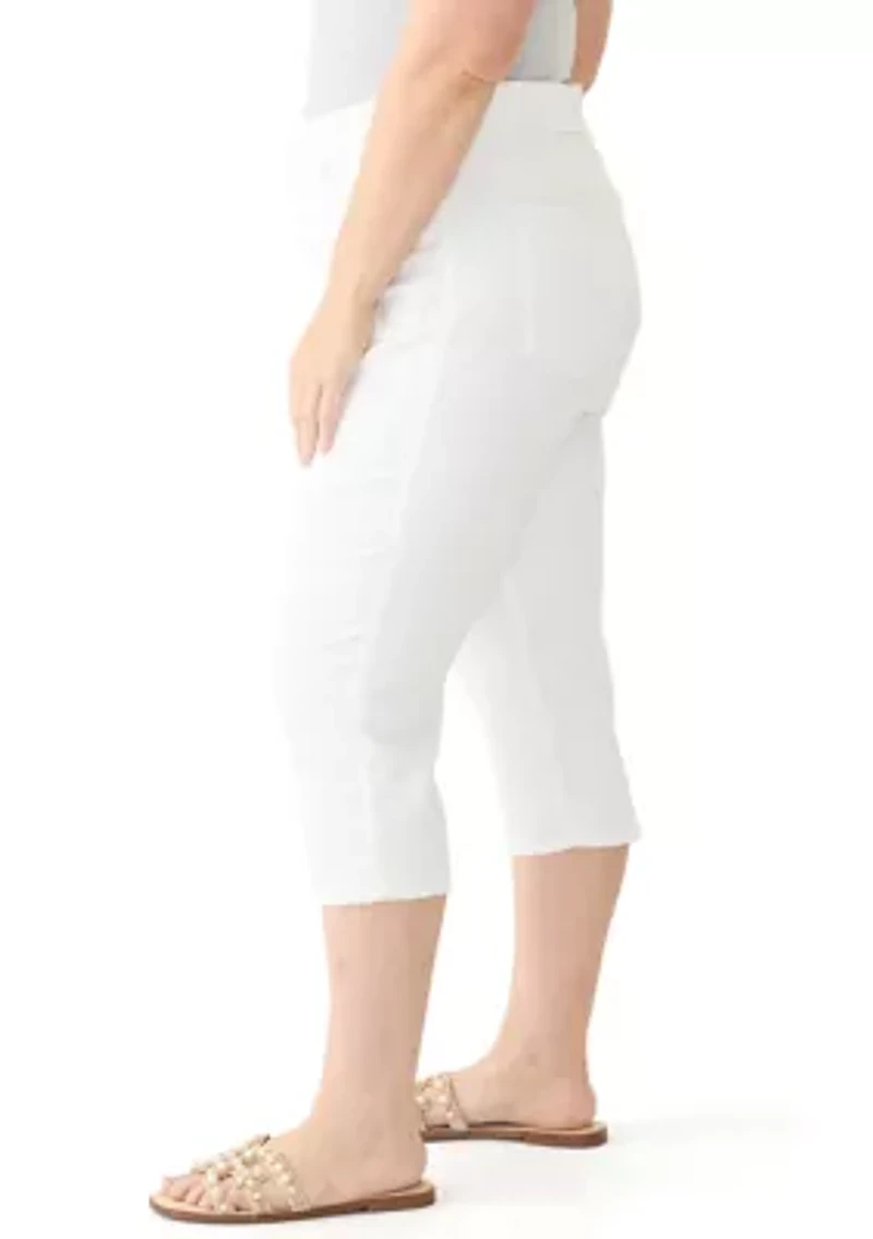 Plus Knit Denim Capri Pants