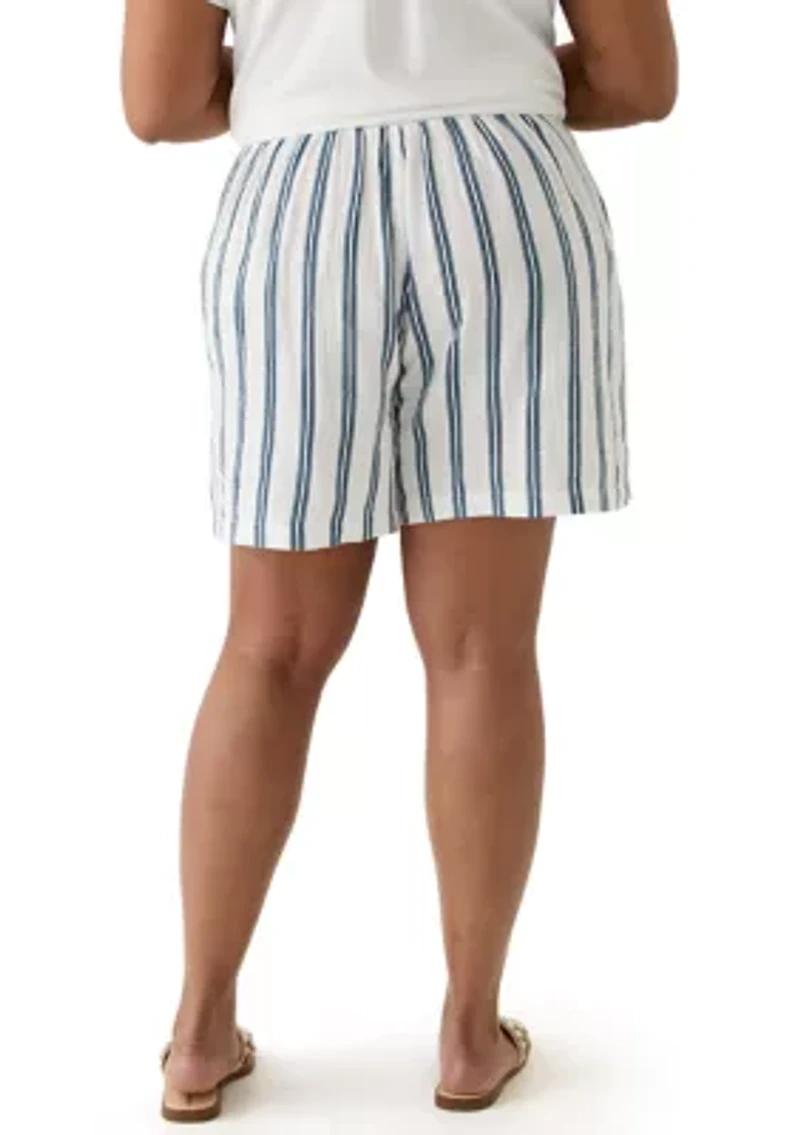 Plus Yarn Dye Gauze Shorts