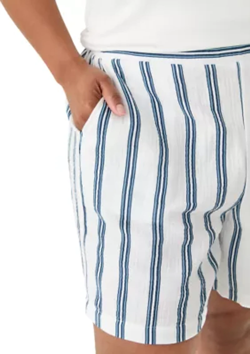 Plus Yarn Dye Gauze Shorts