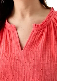 Plus Gauze Flutter Sleeve Woven Top
