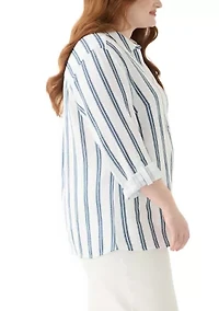 Plus Gauze Yarn Dyed Button Down Woven Shirt