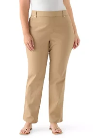 Plus Pull On Straight Leg Denim Pants