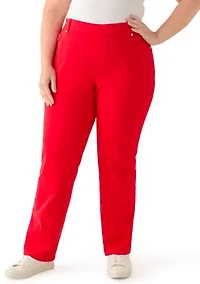 Plus Pull On Straight Leg Denim Pants