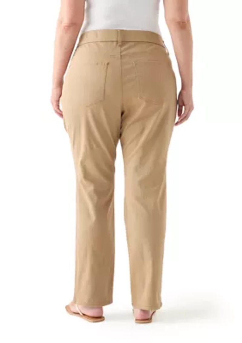 Plus Pull On Straight Leg Denim Pants