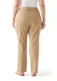 Plus Pull On Straight Leg Denim Pants