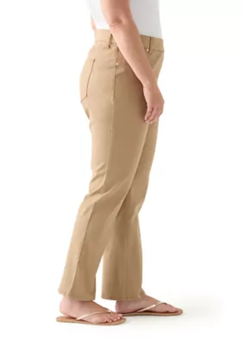 Plus Pull On Straight Leg Denim Pants