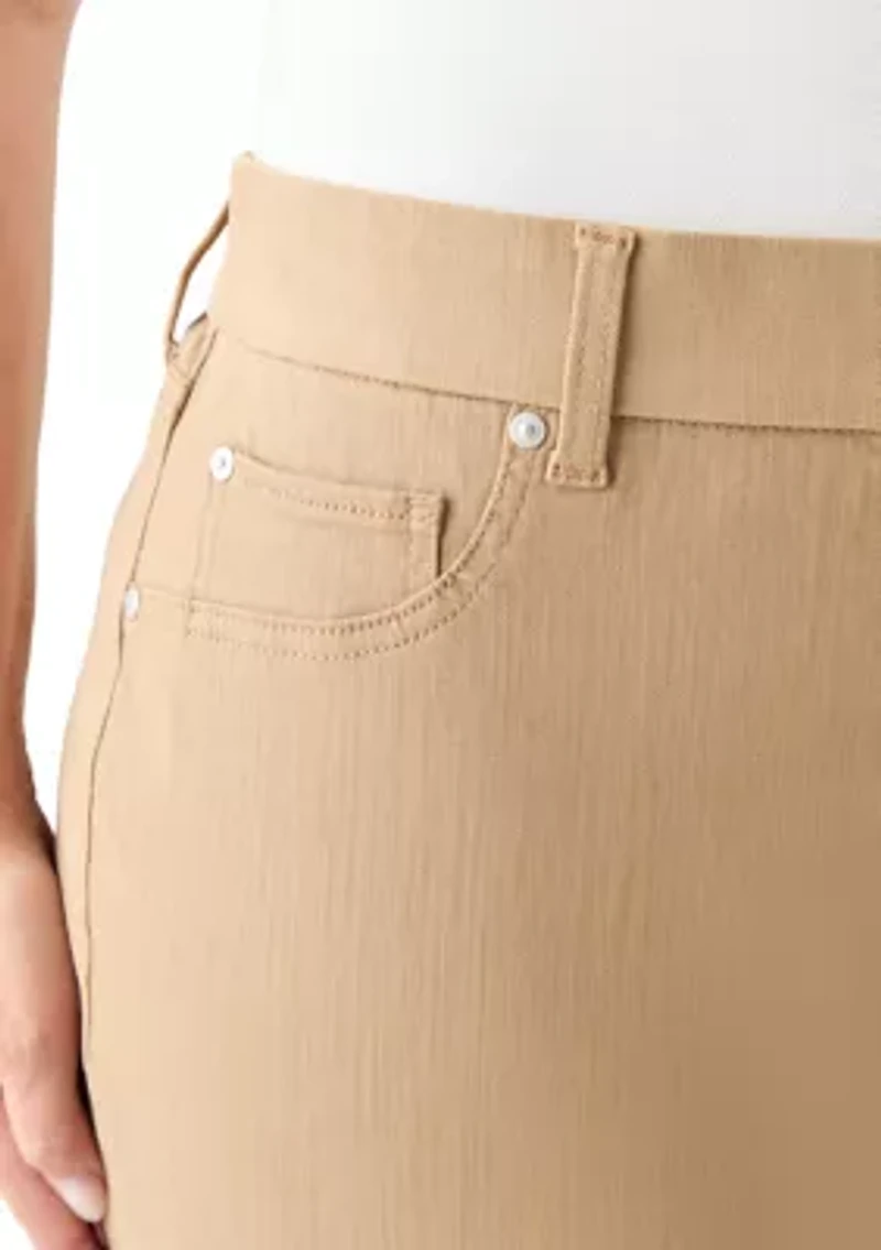 Plus Pull On Straight Leg Denim Pants