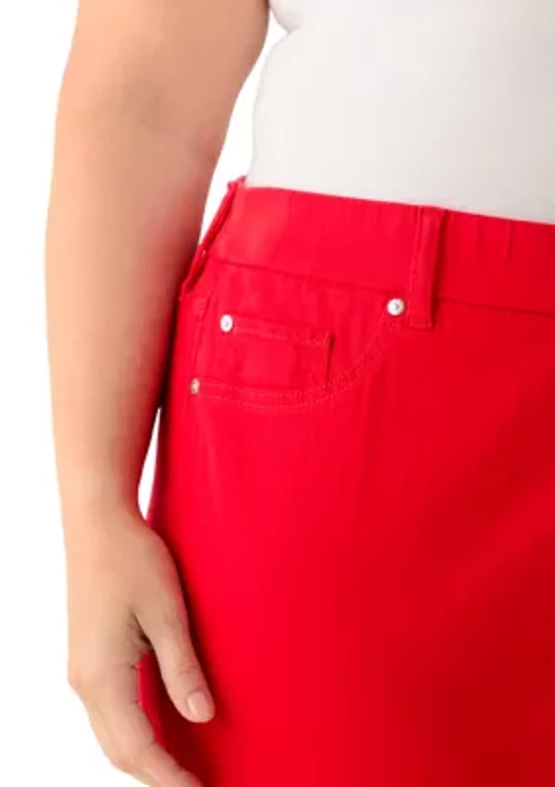 Plus Pull On Straight Leg Denim Pants