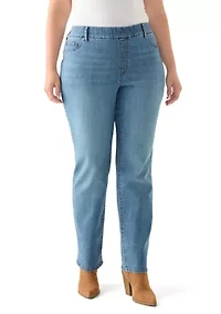 Plus Pull On Straight Leg Jeans