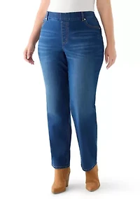 Plus Pull On Straight Leg Jeans