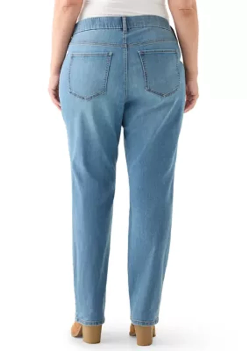 Plus Pull On Straight Leg Jeans