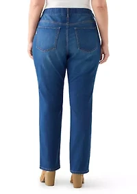 Plus Pull On Straight Leg Jeans