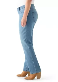 Plus Pull On Straight Leg Jeans