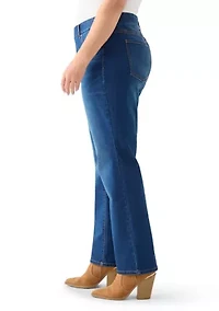 Plus Pull On Straight Leg Jeans