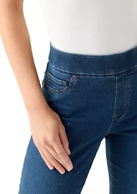 Petite Pull On Straight Leg Denim Jeans