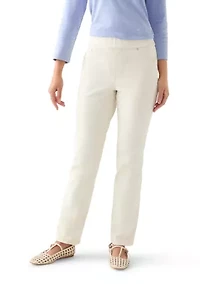 Petite Pull On Straight Leg Denim Jeans