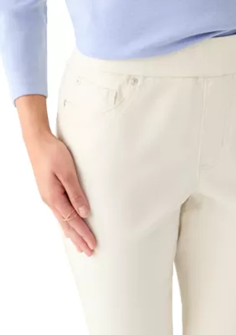 Petite Pull On Straight Leg Denim Jeans