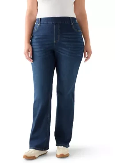 Plus Pull On Bootcut Jeans