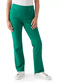 Petite Pull On Straight Leg Pants Denim Jeans