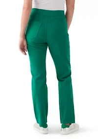 Petite Pull On Straight Leg Pants Denim Jeans