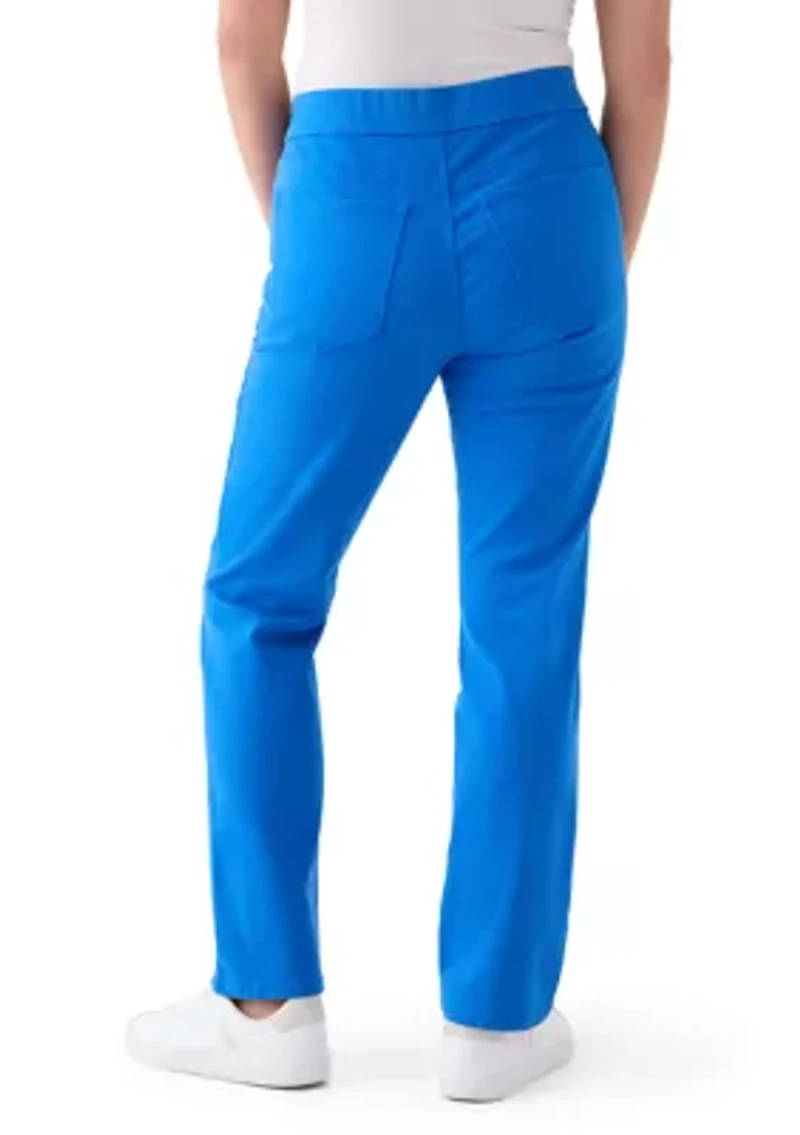 Petite Pull On Straight Leg Pants Denim Jeans