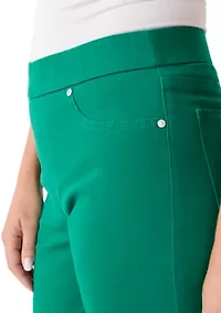 Petite Pull On Straight Leg Pants Denim Jeans