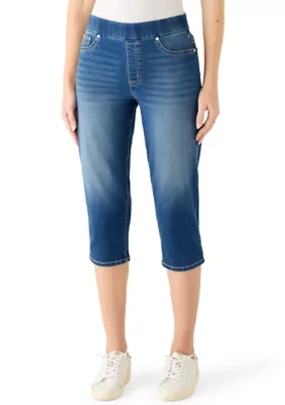 Women's Knit Denim Capri Pants
