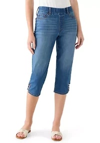 Women's Ladder Hem Denim Capri Pants