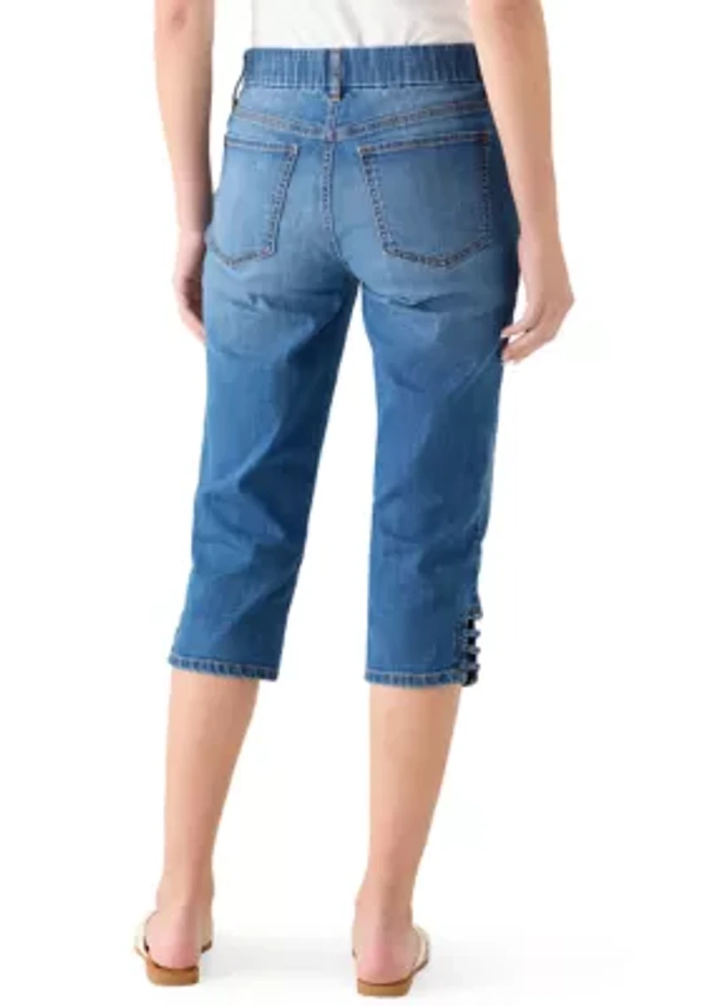 Women's Ladder Hem Denim Capri Pants