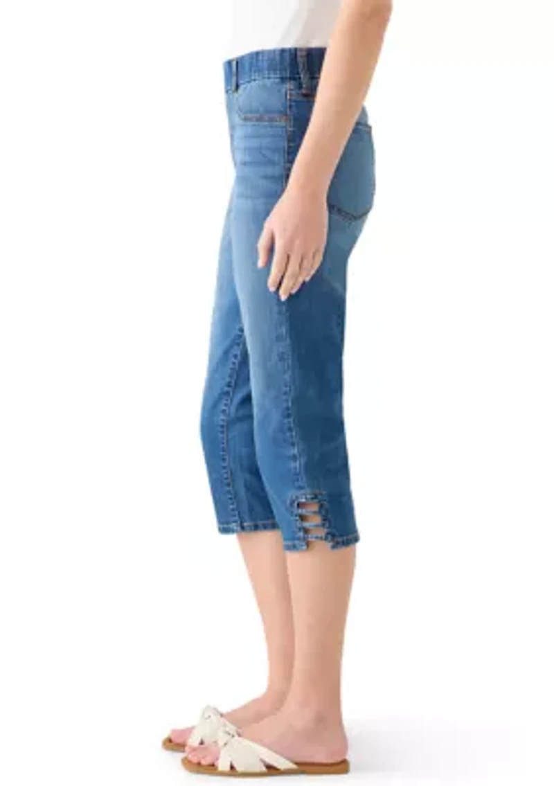 Women's Ladder Hem Denim Capri Pants