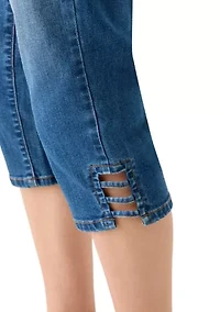 Women's Ladder Hem Denim Capri Pants