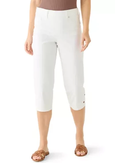 Women's Denim Eyelet Insert Capri Pants