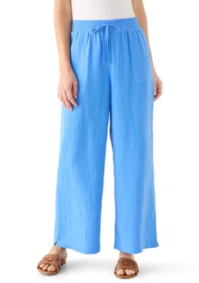Women's Gauze Pants with Slit Detail