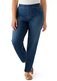 Plus Knit Denim Capri Pants